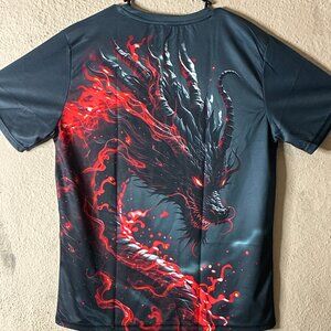 Black Dragon Tee – Red/Black Fiery Dragon (SIZE LARGE)